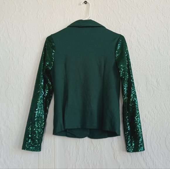 Harlow & Rose Green Blazer Sequin Sleeves Holiday Party Fun Sparkly Christmas SM - Picture 11 of 12